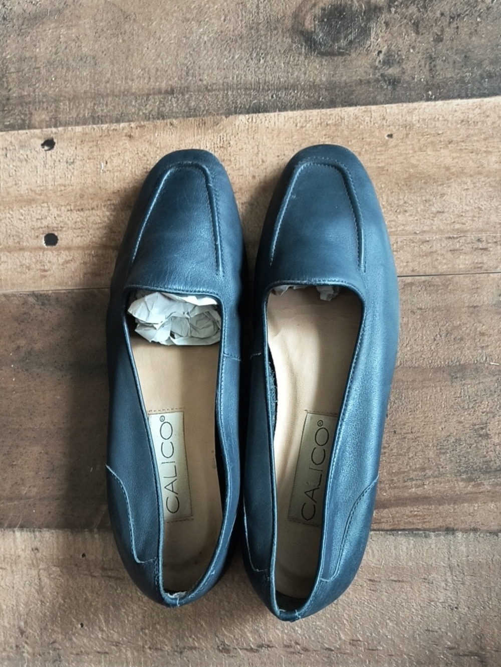 Vintage Calico Navy Leather Flats Sz 6.5 Women